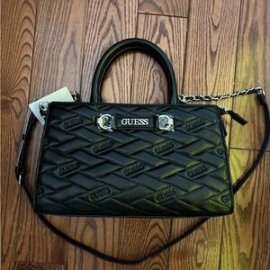 GUESS Black Quilted Satchel Bag